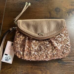 Juicy Couture Champagne/Bronze Sequin Clutch/Wristlet NWT $55